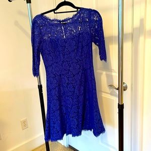 Eliza J womens size 4 fit and flare blue lace cocktail dress. EUC